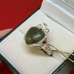 NEW Sterling Silver Connemara Marble Heart Ireland Peridot Ring Size 7 NWT